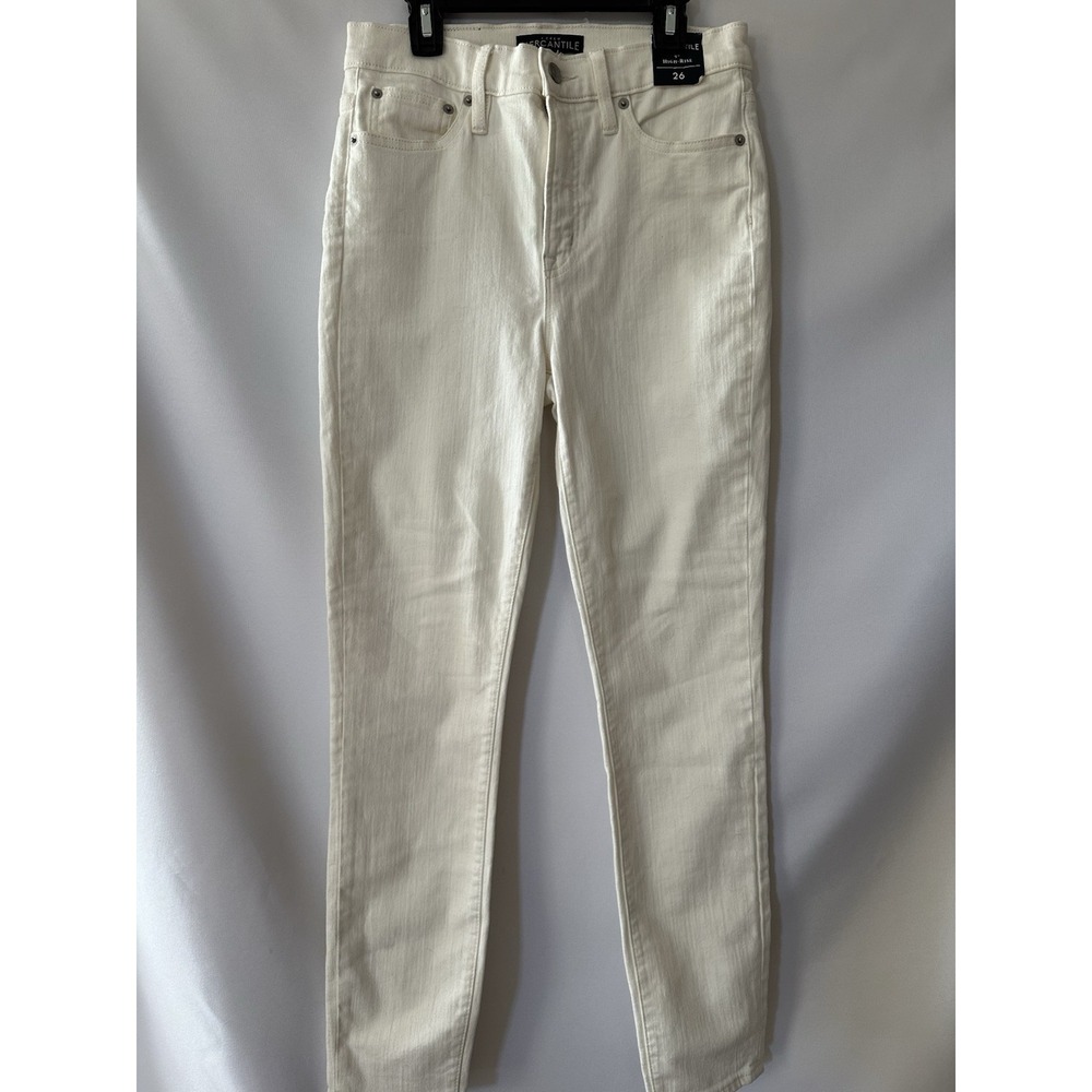 J. Crew Women's Cream Straight Leg Mercantile Pants, Stretch, Size 26 NWT